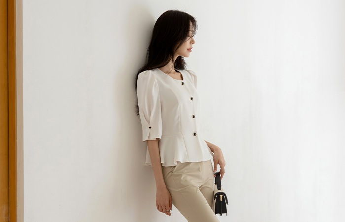 Jewelry Peplum Silhouette Blouse