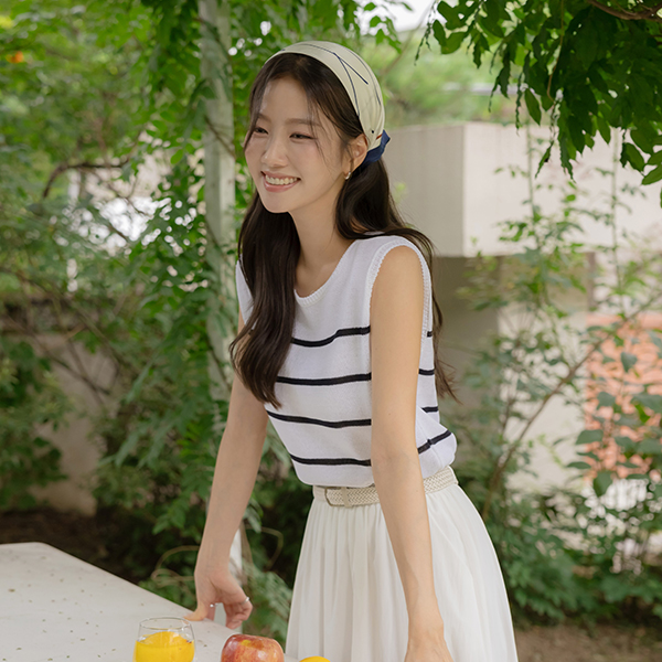 Stripe Patterns Summer Sleeveless shirts Knit