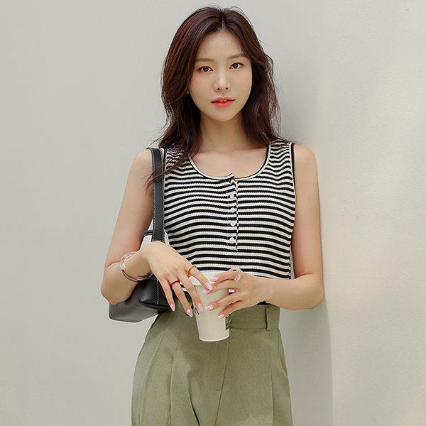 Stripe Patterns Point Corduroy Sleeveless shirts