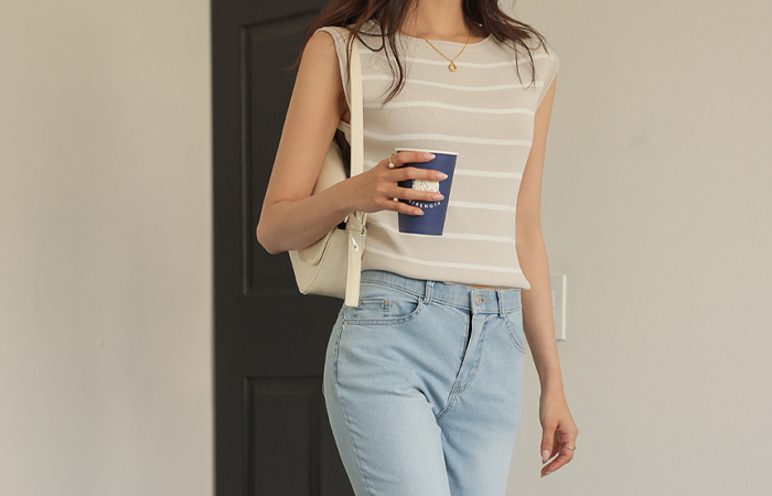 Rolling Stripe Cool Summer Sleeveless shirts Knit
