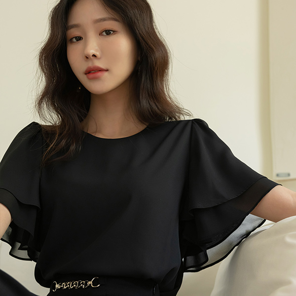 Double Fabric wing Sleeves Blouse