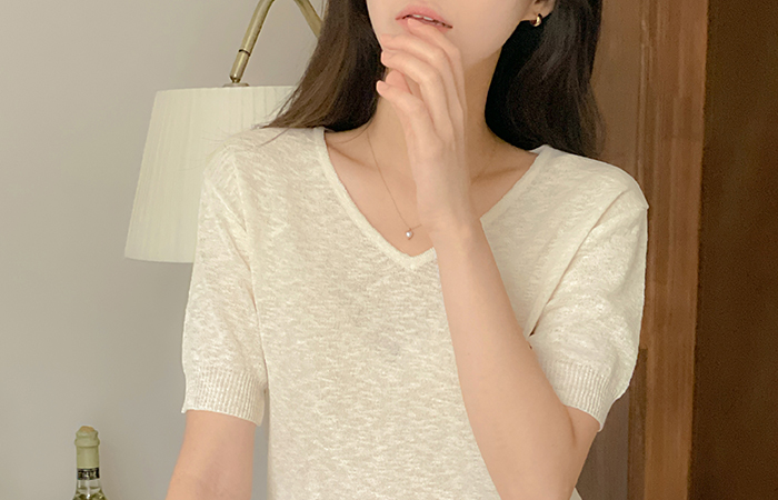 V Neck Summer Short-sleeve Knit