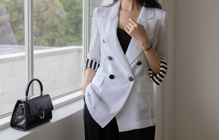 Chiffon Color Combination Sleeves Double Jacket