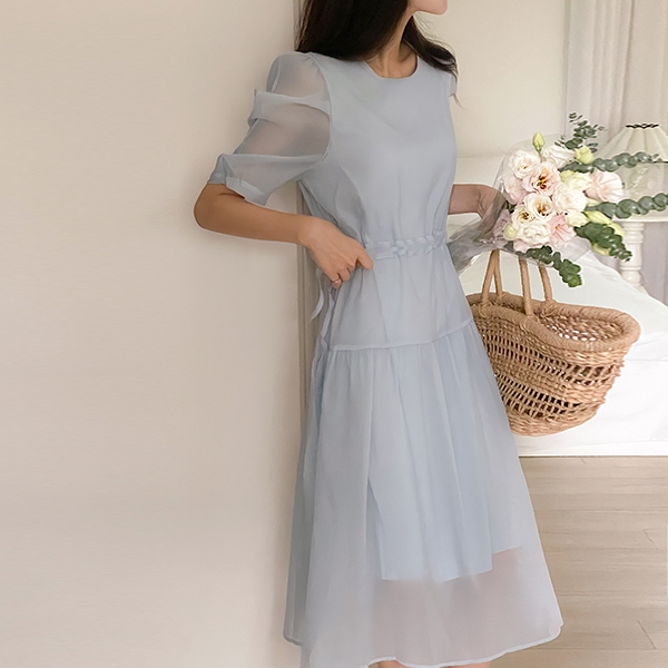 See-through Puff String Cancan Dress