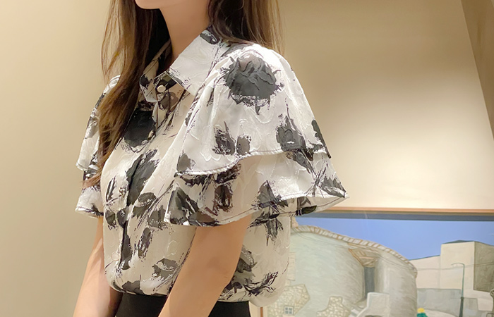 large Flower Button Blouse