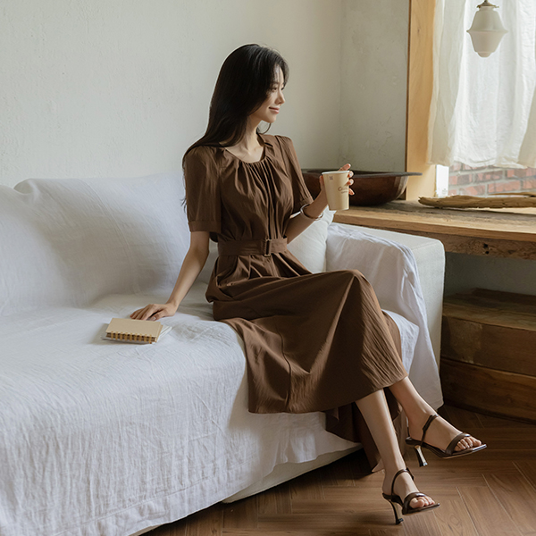 Rustlingly Round Shirring Belt (Set) Long Dress