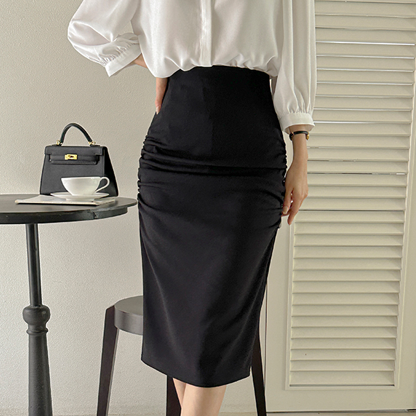 몸매 Correction Shirring Cheese Banding Skirt