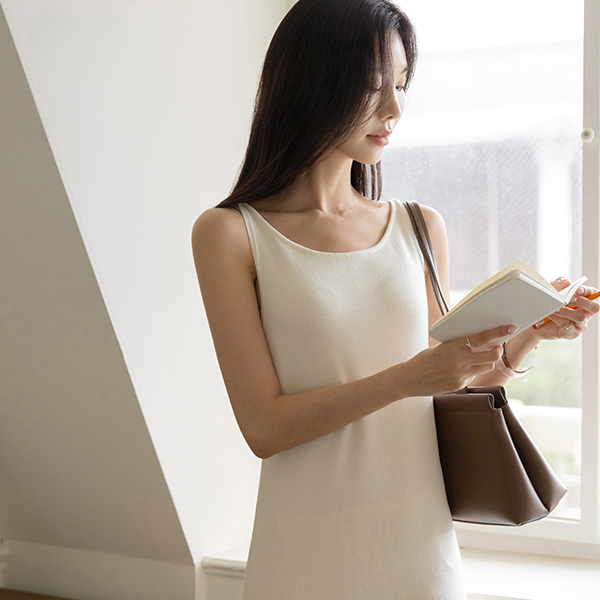 slender Basic Long Knit Sleeveless shirts Dress