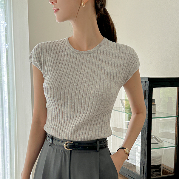 Soft Corduroy Cap-Sleeves Knit