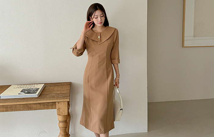 Relax 와이드넥 Slit Dress