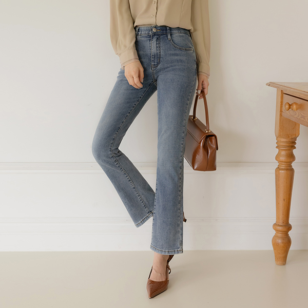 Length repair NO! Comfortable Straight Span Denim Pants