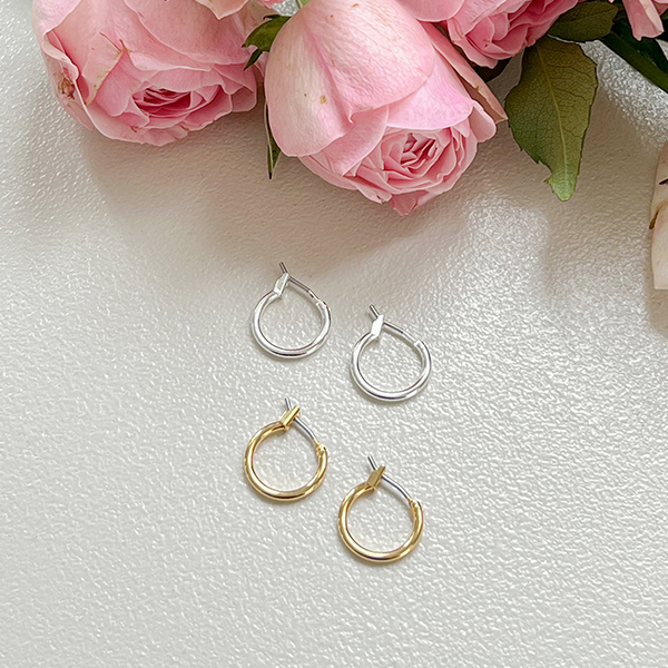 Simple minimal Gold Silver Ring Earring