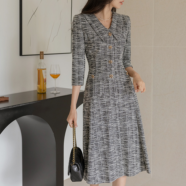 Classic Tweed A-line Dress