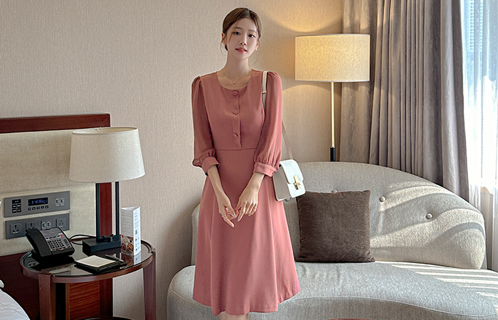 See-through Chiffon Sleeves A-line Dress