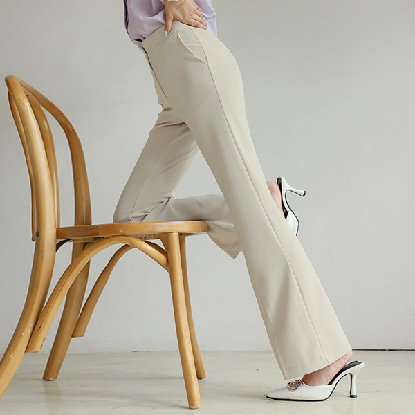 Mochi Span Semi- Boot-Cut Hidden Back Banding Slacks(Summer)