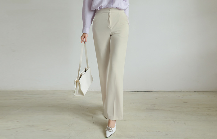 Mochi Span Semi- Boot-Cut Hidden Back Banding Slacks(Summer)