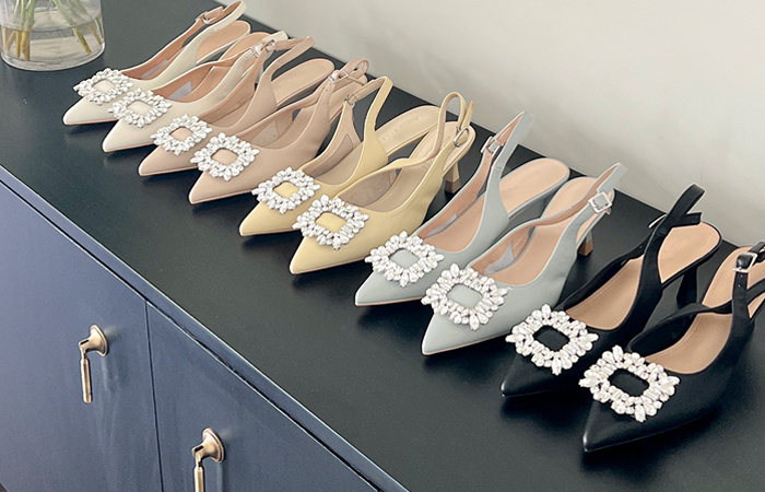 Luxury Jewel Point Sling Backs Heels