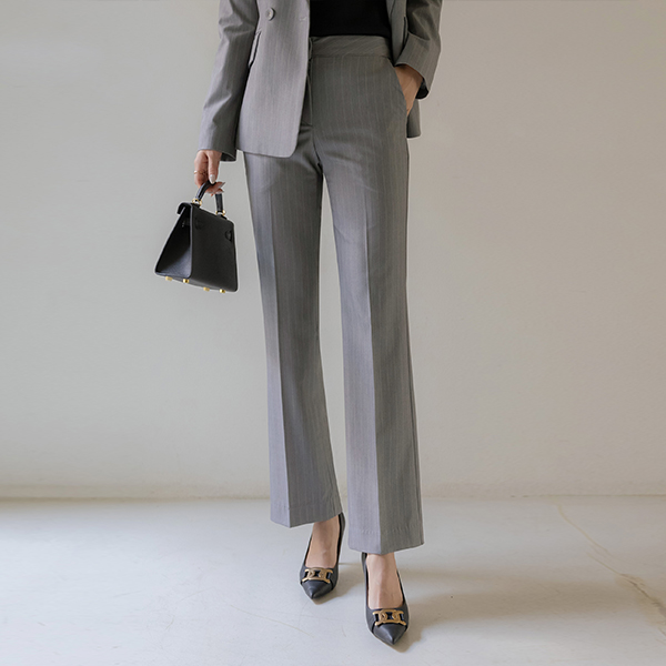 에바 Stripe Semi- Boot-Cut Set-up Slacks