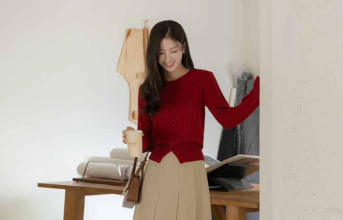 Autumn Color Cable Knit Cardigan