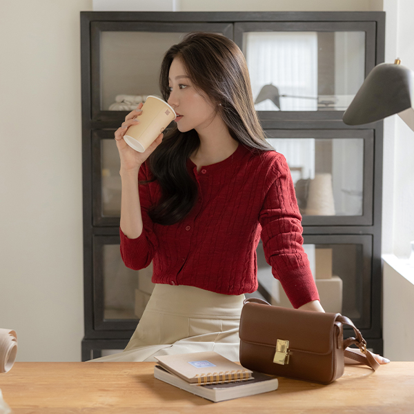 Autumn Color Cable Knit Cardigan