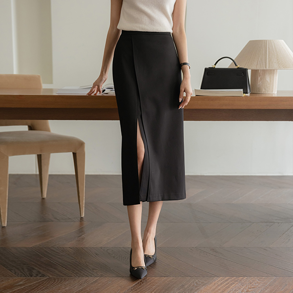 Autumn Side Slit Long H-line Skirt