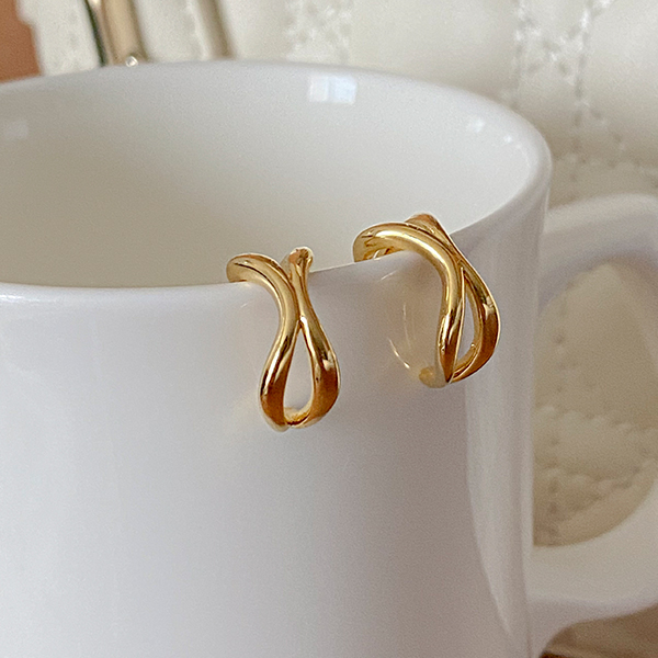 Twin Double Gold Ring Earring