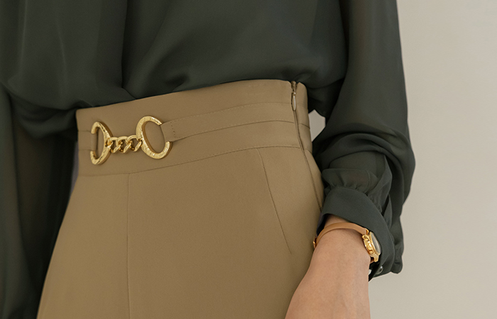 Luxury Gold Chain Soft Wide Slacks