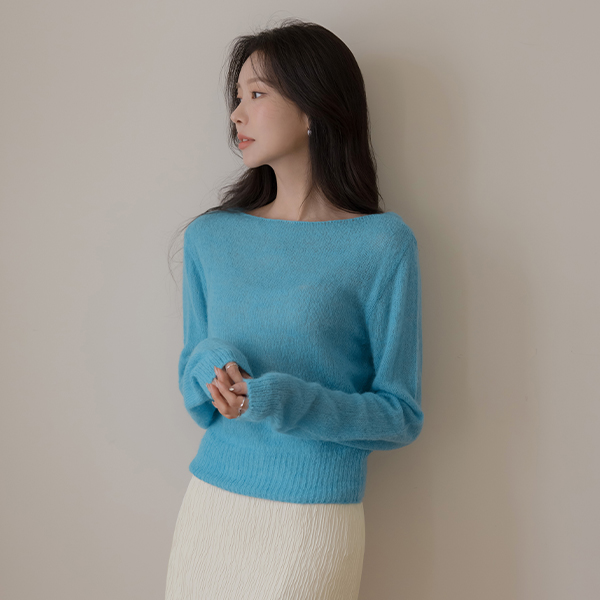 Wool&Alpaca slender Boat Neck Knit