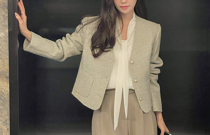 Muse Gold Button Wool Tweed Jacket