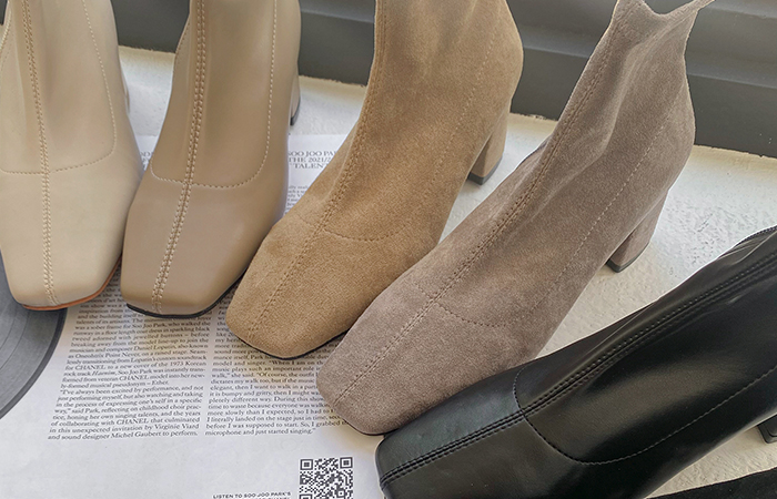 Autumn Slim Square Toe Ankle Boots Heels