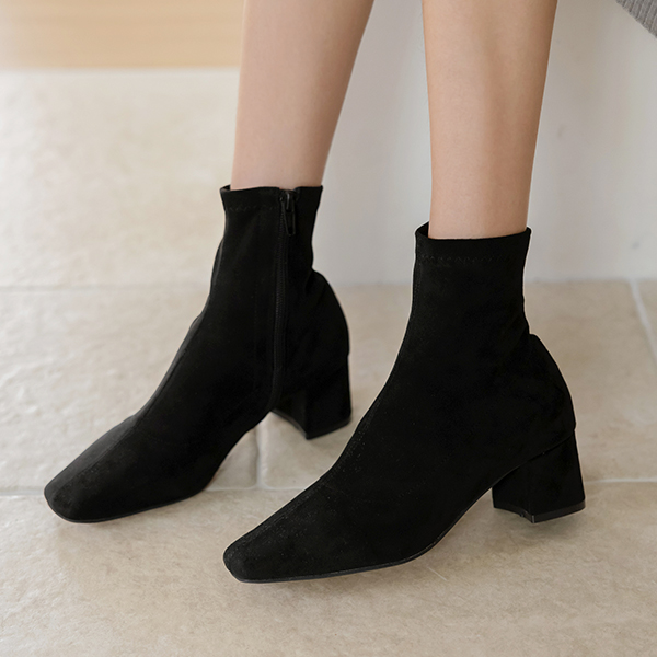 Autumn Slim Square Toe Ankle Boots Heels