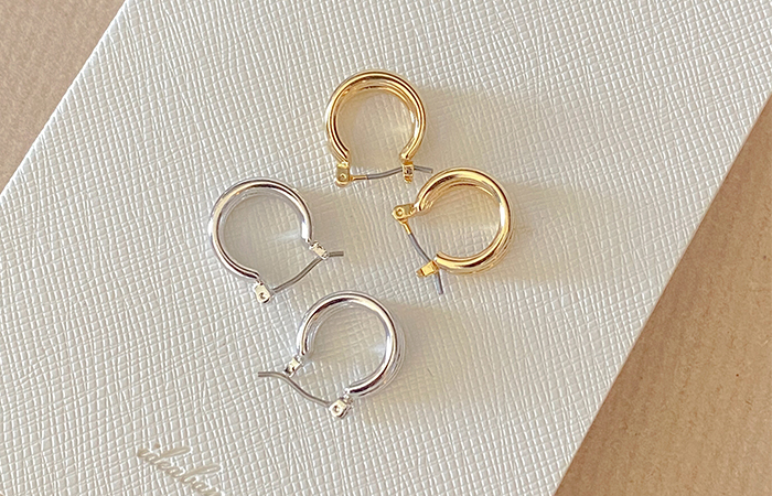 Gold&Silver Rounding Pearl Earring