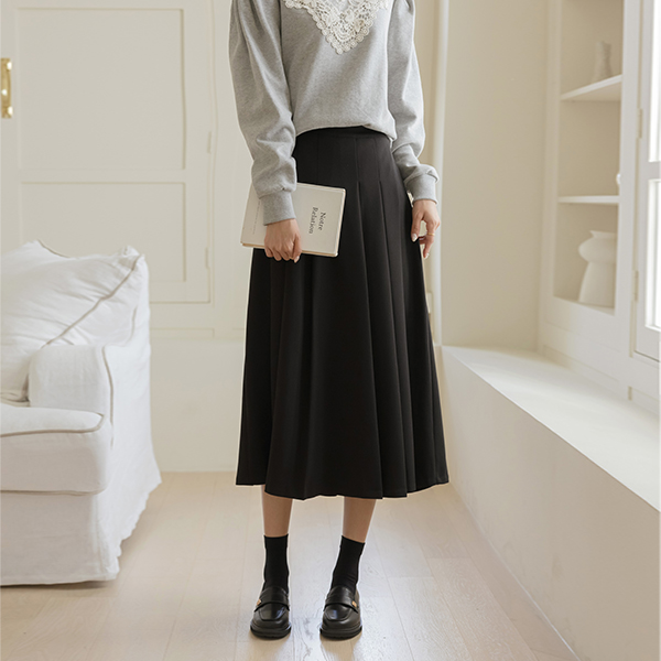 Span Pleats Line Back Banding Skirt