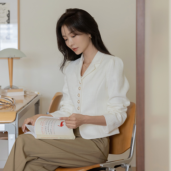 메르니 Pearl pearl Tweed Jacket