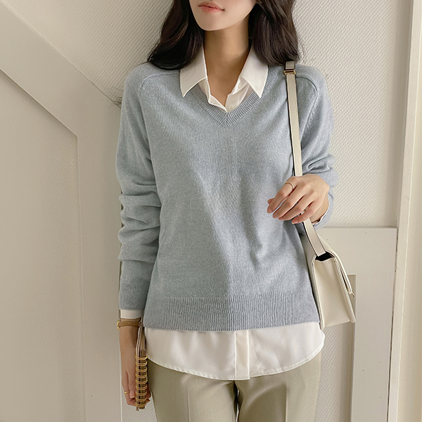 Cashmere VNeck Daily Ragran Knit