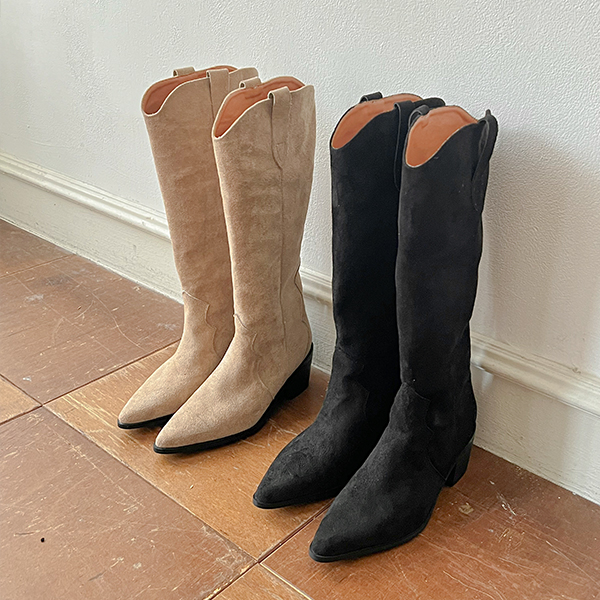 Suede Western Long Boots Heels