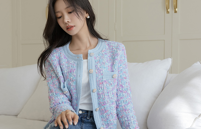 Candy mix Color Flower Button Cardigan