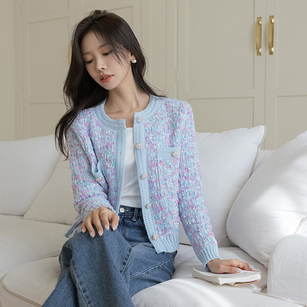 Candy mix Color Flower Button Cardigan