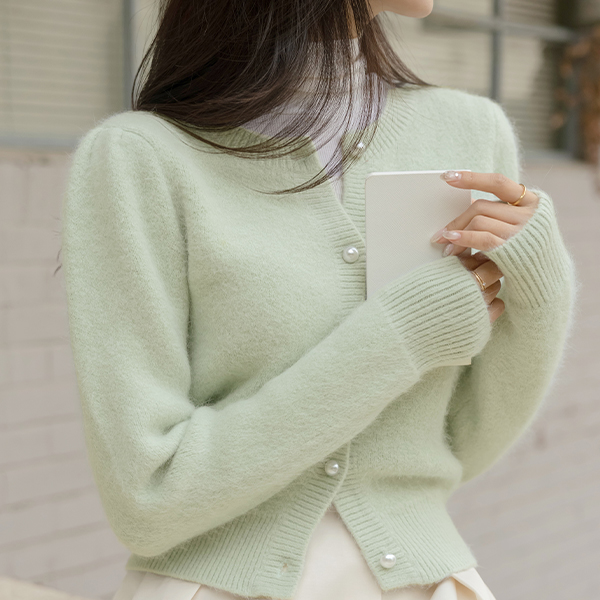 Angora Macaron Color Pearl Cardigan