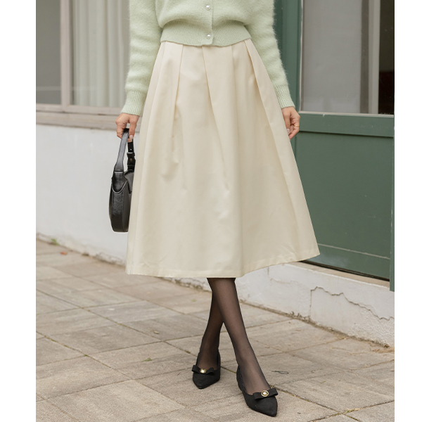 T 마론 Pleats Line Skirt