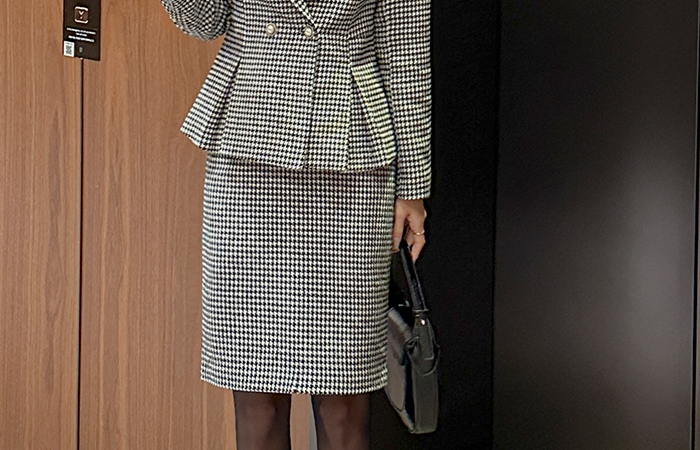 Hound Check H-line Set-up Wool Skirt