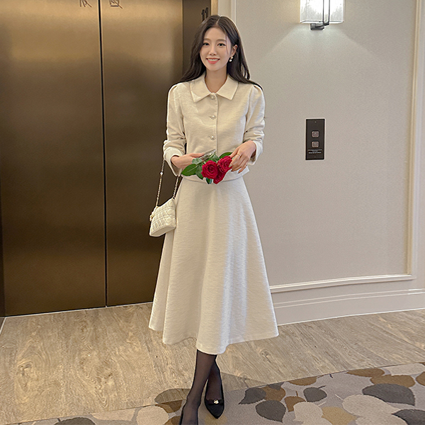 Romance Wool Tweed A-line Set-up Skirt