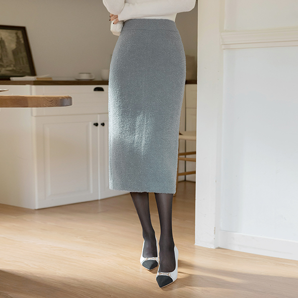 러빈 Wool Tweed Set-up H-line Skirt