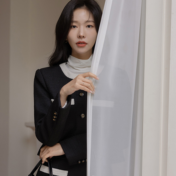 Roy Color Combination Tweed Set-up Jacket