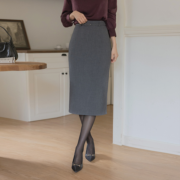 Modern Slim H-line Belted Skirt (winter)