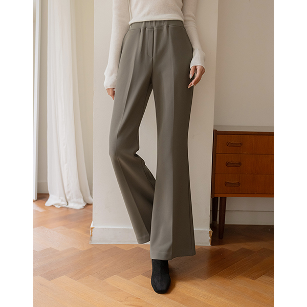 바이 Banding Span Fleece Boot-Cut Slacks