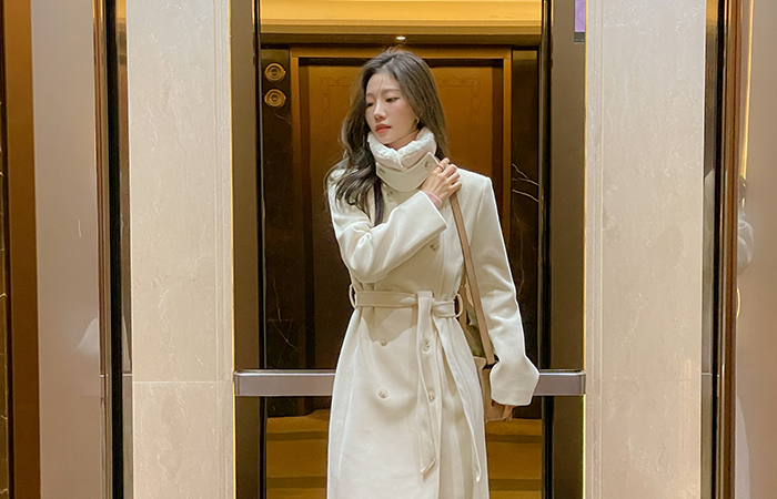 에밀리 Fur Collar Wool Long Coat