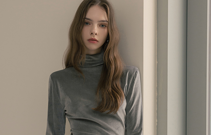 Winter Velvet Half-Highneck T-shirt