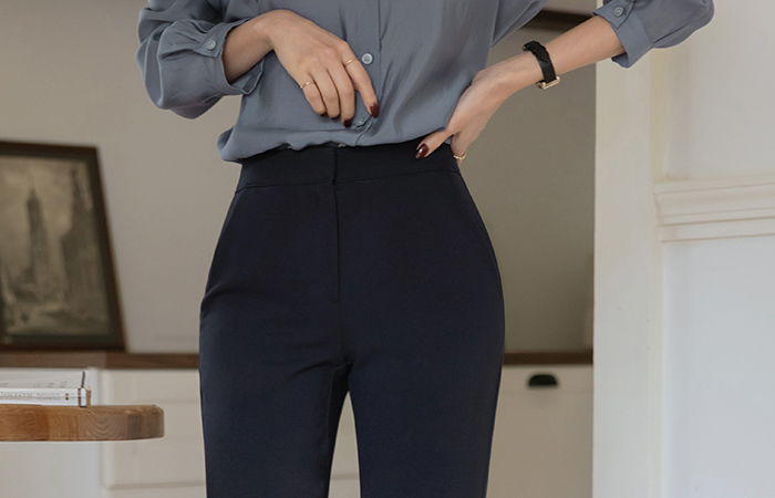 Simple Fleece Lining Modern Slim Fit Slacks