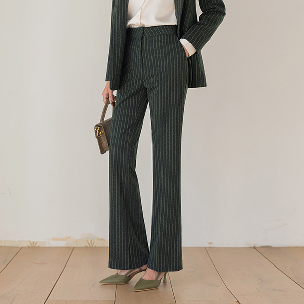 ODE Wool Stripe Cozy Set-up Slacks